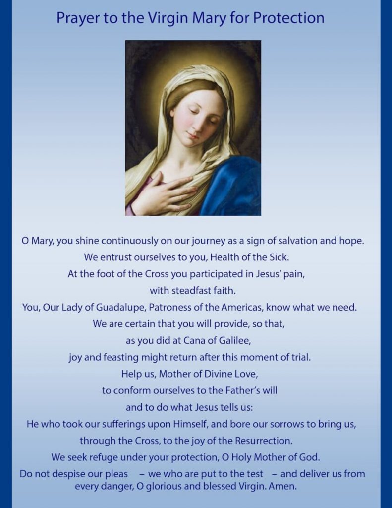 Prayer to the Virgin Mary for Protection